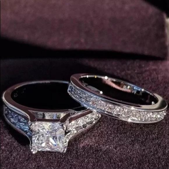 \\NEW\\ 2PC/SET 925 STERLING SILVER DIAMOND RING - Picture 2 of 7